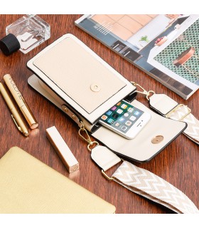 Torebka na telefon ecru torebka raportówka- Krateczka.pl