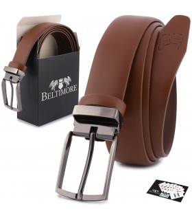 Beltimore skórzany pasek premium 3,5 cm męski brązowy| Sklep Krateczka