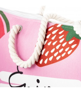 Torba Plażowa Płócienna O love summer na różowym tle marynarska | krateczka.pl