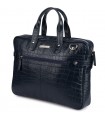 Granatowa torba skórzana croco laptop 15"6 aktówka A4 | Krateczka.pl