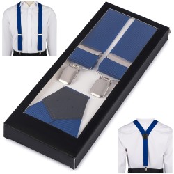 Szelki do spodni męskie eleganckie mocne V niebieskie SZ6 | krateczka.pl