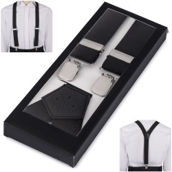 Szelki do spodni męskie eleganckie mocne V czarne SZ6 | krateczka.pl