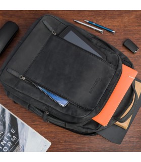Plecak skórzany na laptopa 15,6 duży A4 Beltimore czarny N09 | Krateczka.pl
