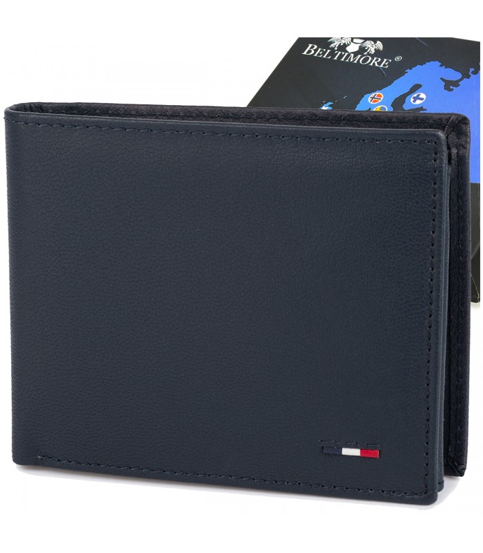 Męski portfel skórzany klasyczny RFiD granatowy Beltimore D44 | Sklep Krateczka