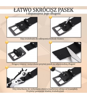 Beltimore męski skórzany pasek szeroki jeans czarny | Sklep Krateczka