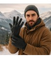 Czarne Rękawiczki skórzane męskie polar miś DOTYK  BELTIMORE | Krateczka.pl