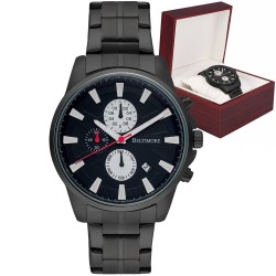 Zegarek męski bransoleta duży czarny datownik chronograf Beltimore BT04- krateczka.pl