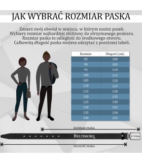 Beltimore skórzany licowy pasek męski czarny premium | Sklep Krateczka