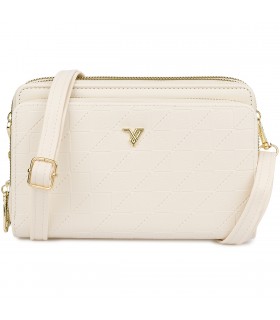 Ecru Torebka crossbody damska mini na telefon POR-T-51- Krateczka.pl