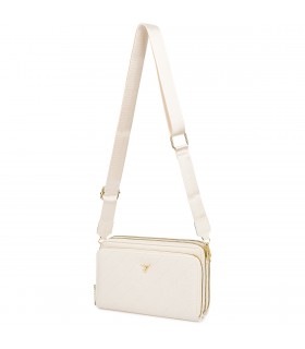 Ecru Torebka crossbody damska mini na telefon POR-T-51- Krateczka.pl
