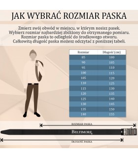 Pasek męski skórzany 3,5 cm klamra automatyczna Beltimore | Krateczka.pl