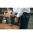 Portfel skórzany zasuwany poziomy czarny RfiD H02