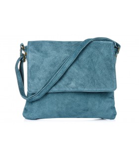 Niebieska włoska torebka damska zamszowa listonoszka - krateczka.pl