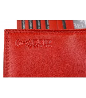 Damski portfel skórzany czerwony duży RfID Beltimore 036