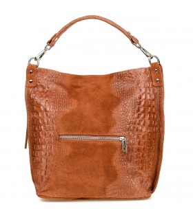 Brązowa torebka skórzana zamszowa CROCO shopper | Krateczka.pl