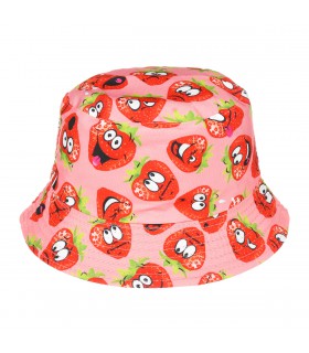 Kapelusz dwustronny bucket hat dziecięcy różowy truskawka - krateczka.pl