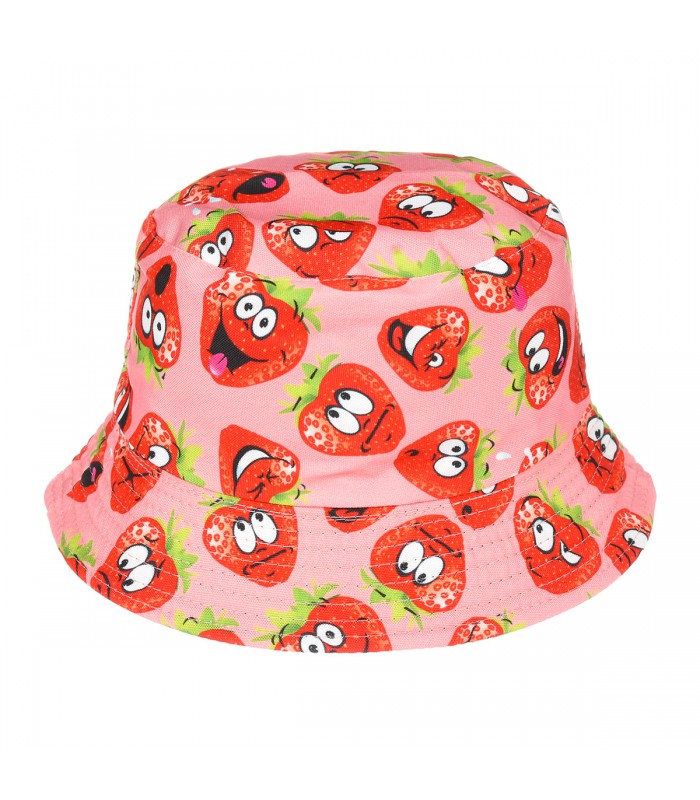 Kapelusz dwustronny bucket hat dziecięcy różowy truskawka - krateczka.pl