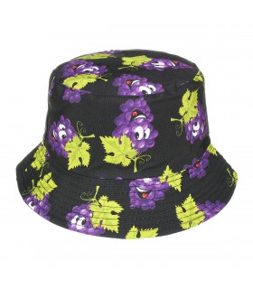 Kapelusz dwustronny bucket hat dziecięcy czarny winogrona - krateczka.pl