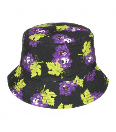Kapelusz dwustronny bucket hat dziecięcy czarny winogrona - krateczka.pl