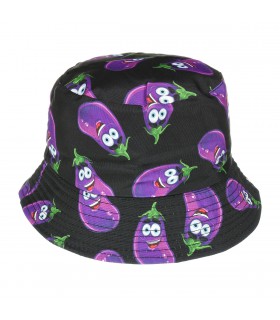 Kapelusz dwustronny bucket hat dziecięcy czarny bakłażan- krateczka.pl