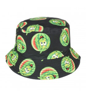 Kapelusz dwustronny bucket hat dziecięcy czarny arbuz - krateczka.pl