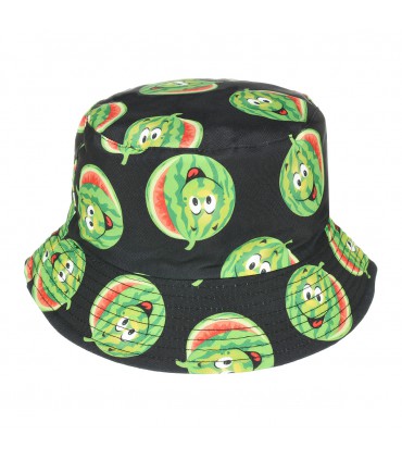 Kapelusz dwustronny bucket hat dziecięcy czarny arbuz - krateczka.pl