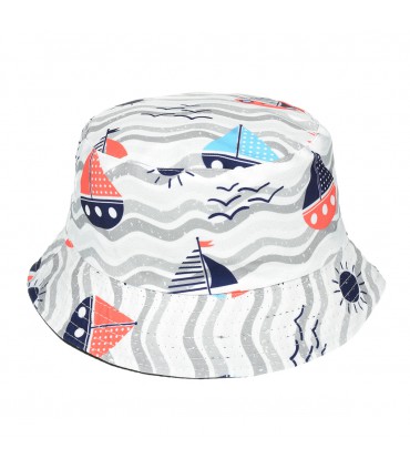 Kapelusz dwustronny bucket hat dziecięcy statki - krateczka.pl