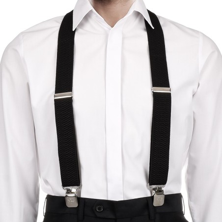 Szelki do spodni męskie eleganckie mocne X czarne SZ5 | krateczka.pl