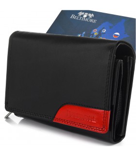 Damski portfel skórzany czarny duży RFiD Beltimore 036 | krateczka.pl
