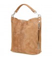 Taupe torebka skórzana zamszowa CROCO shopper | Krateczka.pl