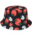 Truskawki - dwustronny kapelusz dziecięcy bucket hat - krateczka.pl