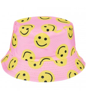 Różowy smile - dwustronny kapelusz dziecięcy bucket - Krateczka.pl